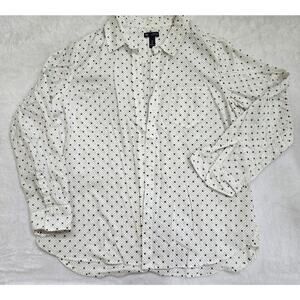 GAP Boyfriend Fit Star Print Button Down Shirt Womens Large White